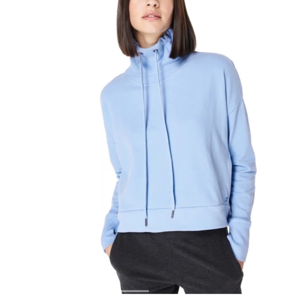 SWEATY BETTY Blue Harmonise Luxe Fleece Sweatshirt Sz. L
